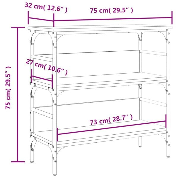 vidaXL Console Table Smoked Oak 75x32x75 cm Engineered Wood