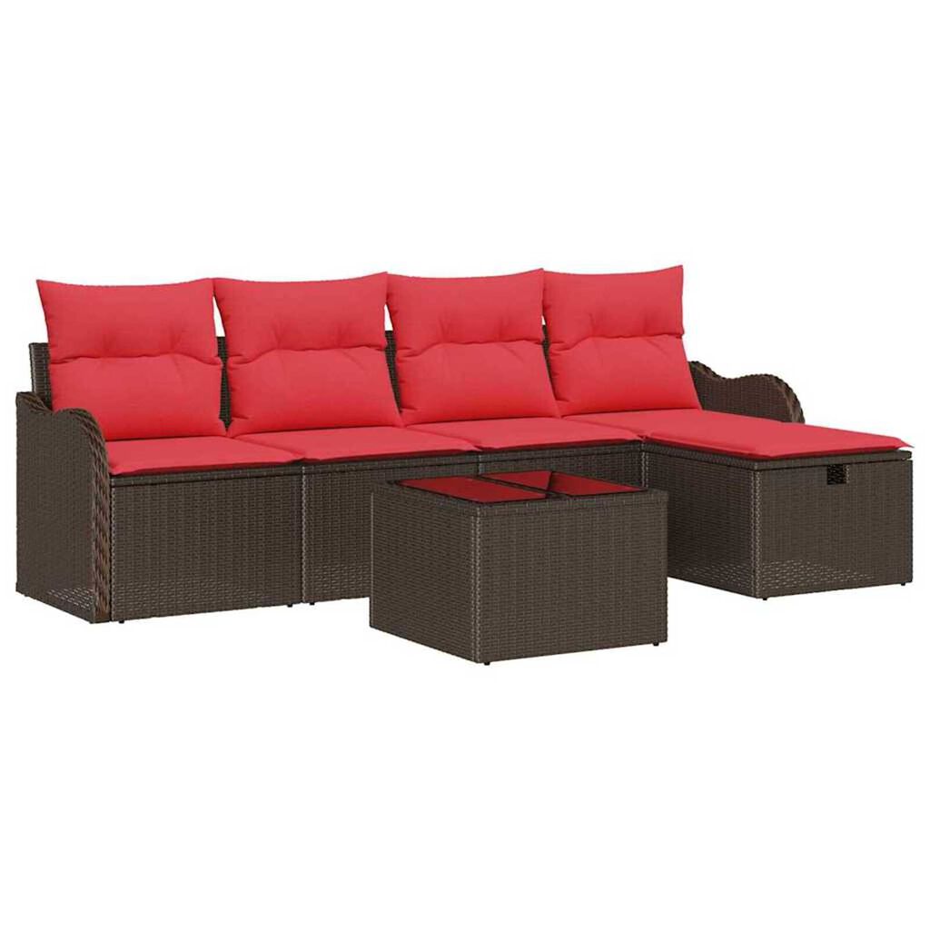 vidaXL Garden Sofa Set 6 pcs Brown and red 231 x 117 x 85 cm