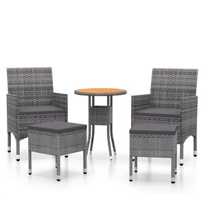 vidaXL 5 Piece Garden Lounge Set Poly Rattan Grey
