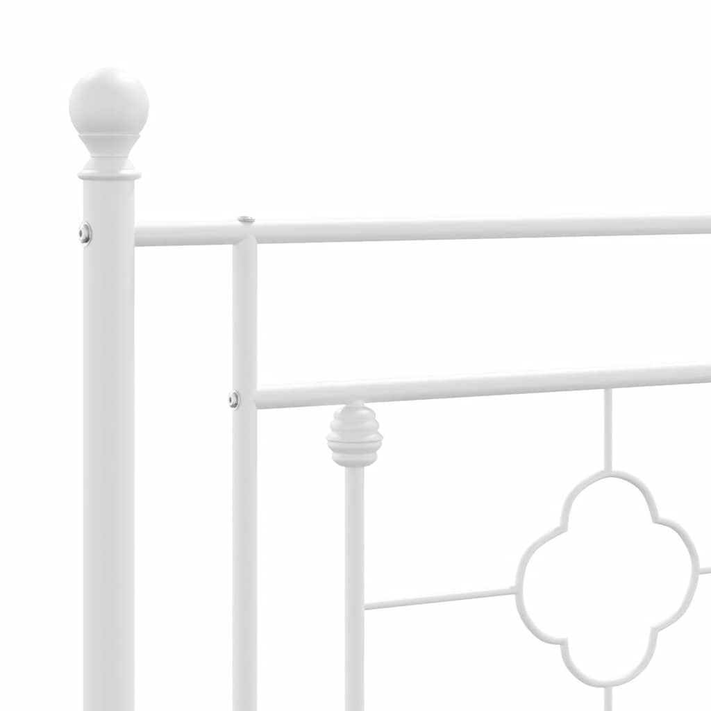 vidaXL Metal Bed Frame without Mattress with Footboard White 100x200cm