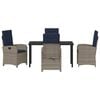 vidaXL Garden Dining Set with Cushion 5 pcs Grey Poly Rattan