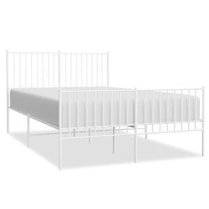 vidaXL Metal Bed Frame without Mattress with Footboard White 135x190cm