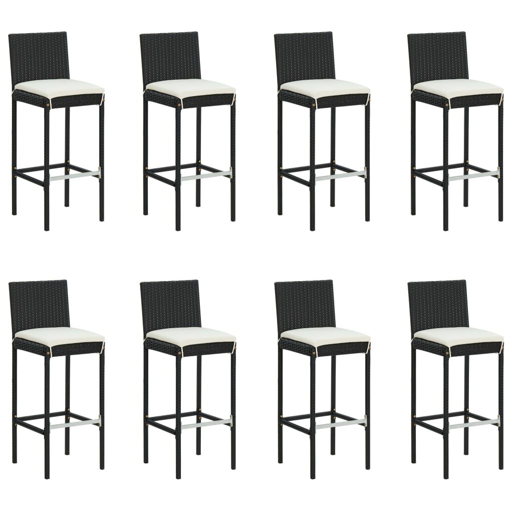 vidaXL 9 Piece Garden Bar Set with Cushions Black