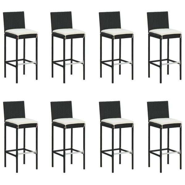 vidaXL 9 Piece Garden Bar Set with Cushions Black
