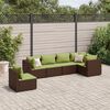 vidaXL 6 Piece Garden Lounge Set with Cushions Brown Poly Rattan