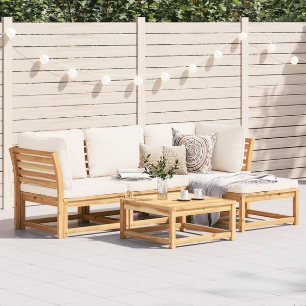 vidaXL 5 Piece Garden Lounge Set with Cushions Solid Wood Acacia