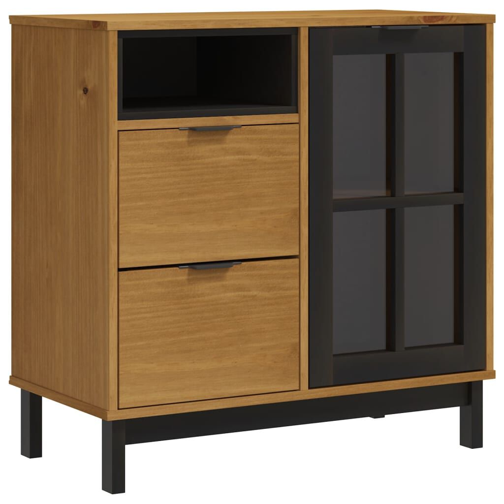 vidaXL Sideboard with Glass Door FLAM 80x40x80 cm Solid Wood Pine