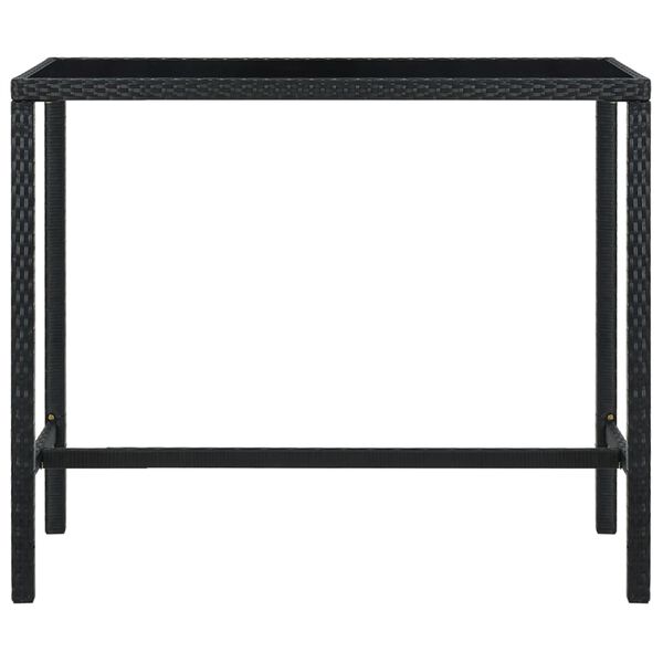 vidaXL Garden Bar Table Black 130x60x110 cm Poly Rattan and Glass