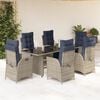 vidaXL 9 Piece Garden Dining Set with Cushions Grey Poly Rattan