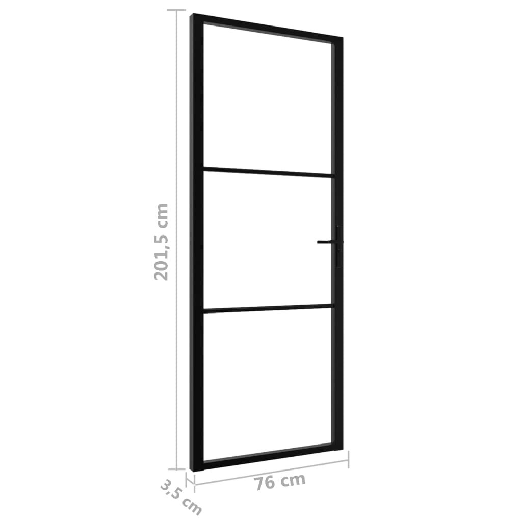 vidaXL Interior Door ESG Glass and Aluminium 76x201.5 cm Black