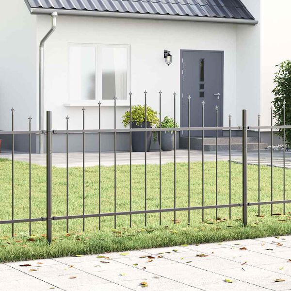 vidaXL Garden Fence 4 pcs Grey 170 x 140 cm Powder-Coated Steel
