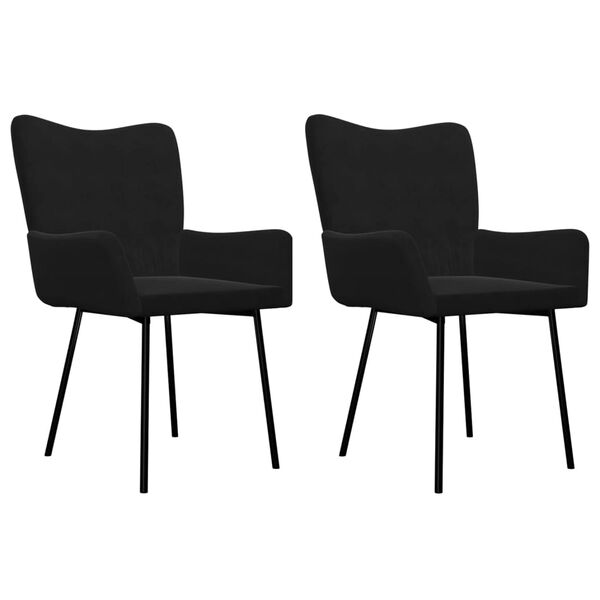 vidaXL Dining Chairs 2 pcs Black Velvet