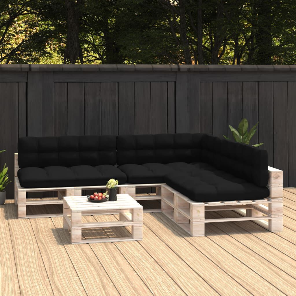 vidaXL Pallet Sofa Cushions 7 pcs Black