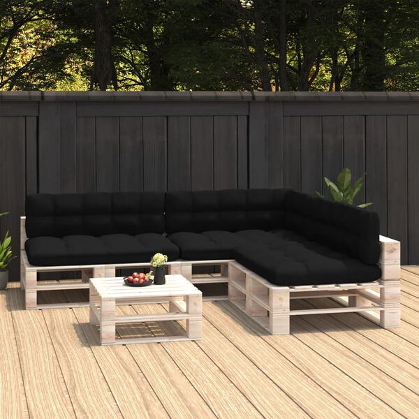 vidaXL Pallet Sofa Cushions 7 pcs Black