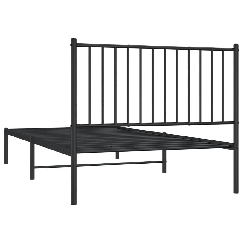 vidaXL Metal Bed Frame without Mattress with Headboard Black 100x200cm
