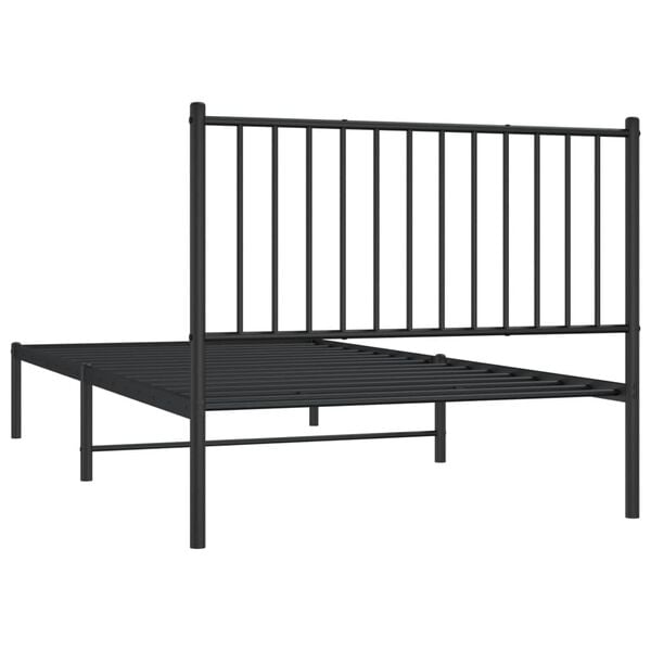 vidaXL Metal Bed Frame without Mattress with Headboard Black 100x200cm