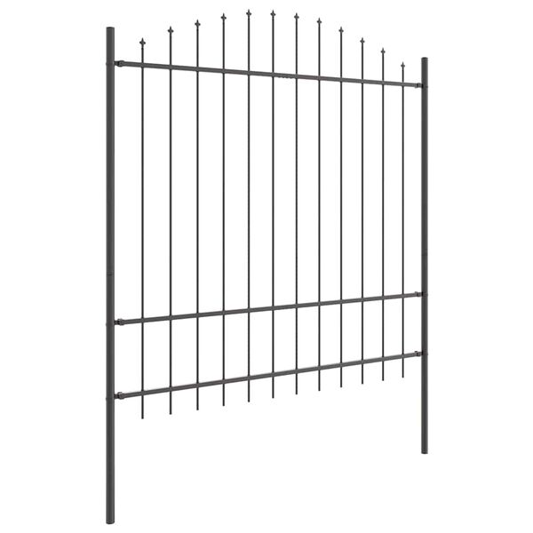 vidaXL Garden Fence 3 pcs Grey 170 x 215 cm Powder-Coated Steel