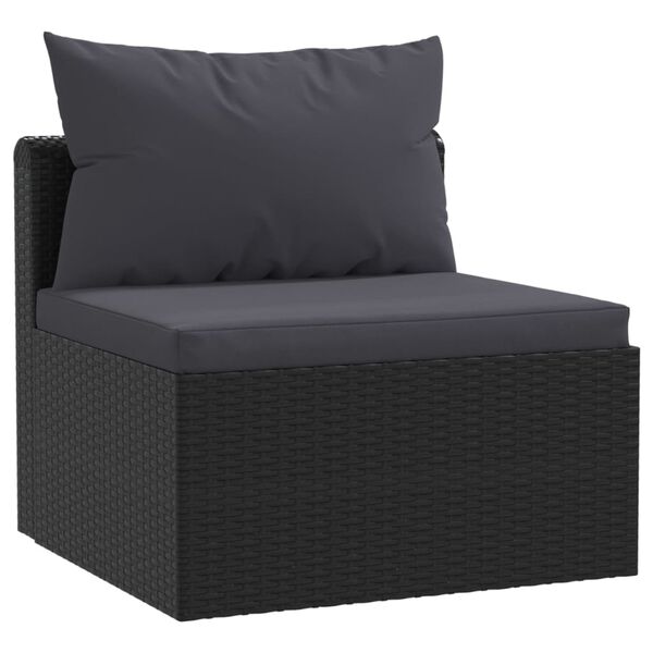 vidaXL 7 Piece Garden Lounge Set with Cushions Poly Rattan Black