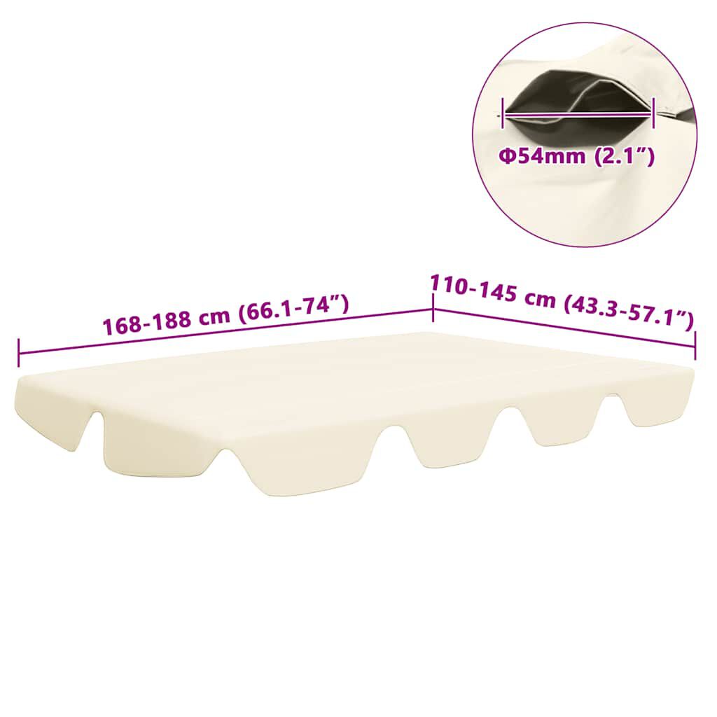 vidaXL Replacement Canopy for Garden Swing Cream 188/168x145/110 cm