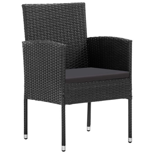 vidaXL 5 Piece Garden Dining Set with Cushions Black Poly Rattan