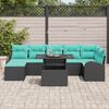 vidaXL Garden Sofa Set with Cushion 8 pcs Black and blue