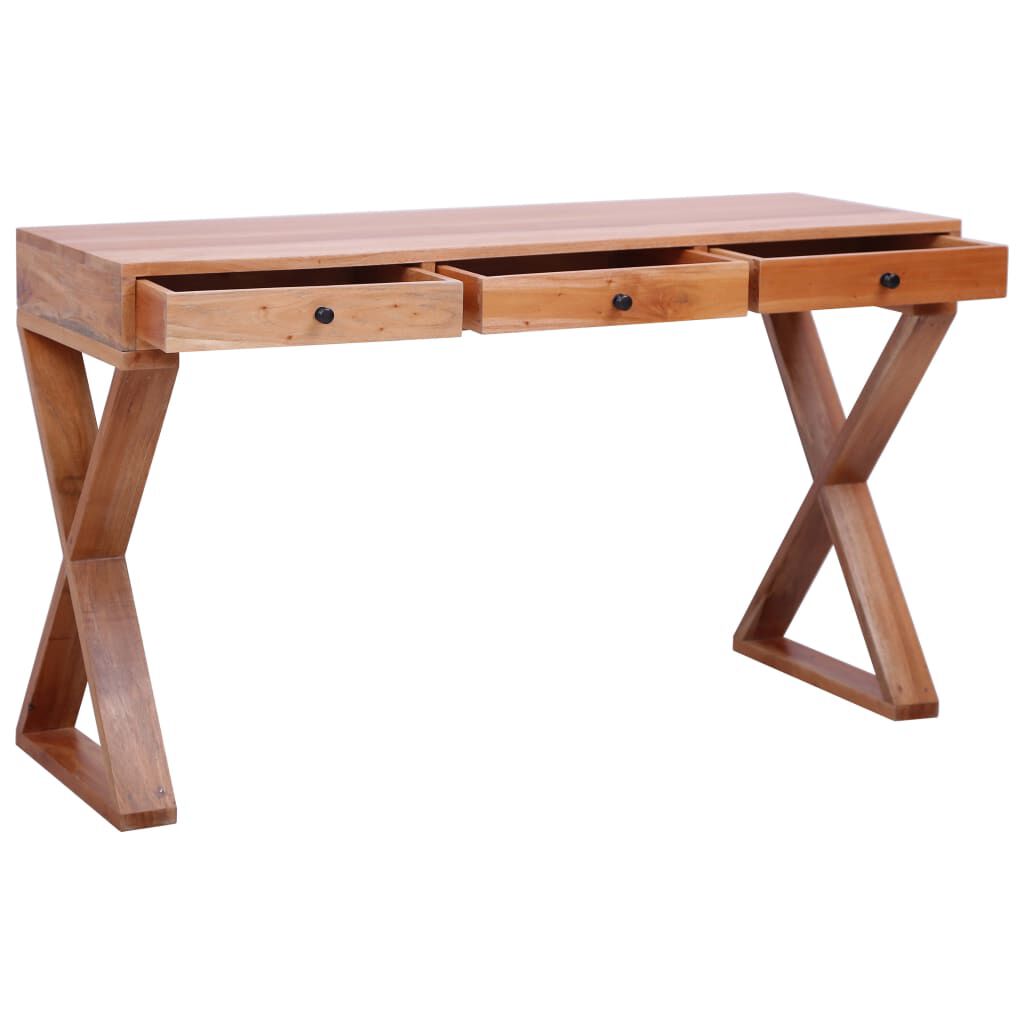 vidaXL Computer Desk Natural 115x47x77 cm Solid Mahogany Wood