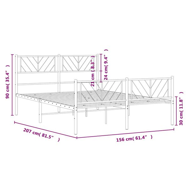 vidaXL Metal Bed Frame without Mattress with Footboard White 150x200cm