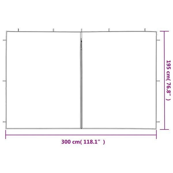 vidaXL Party Tent Sidewall 2 pcs with Zipper PE Green