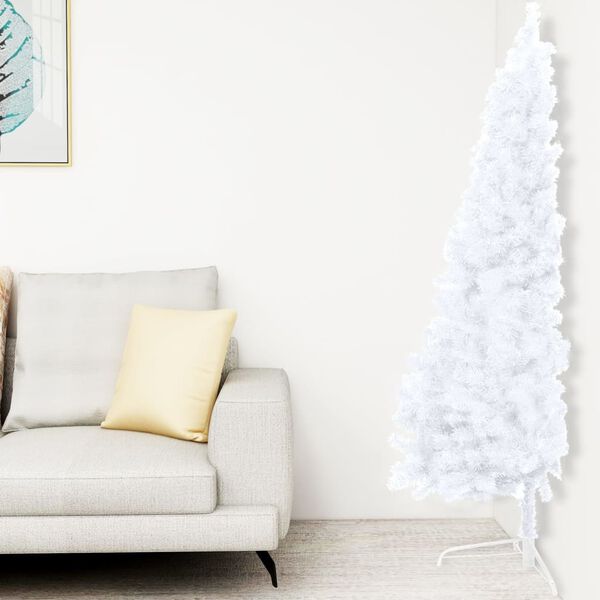 vidaXL Artificial Half Pre-lit Christmas Tree with Stand White 120 cm PVC