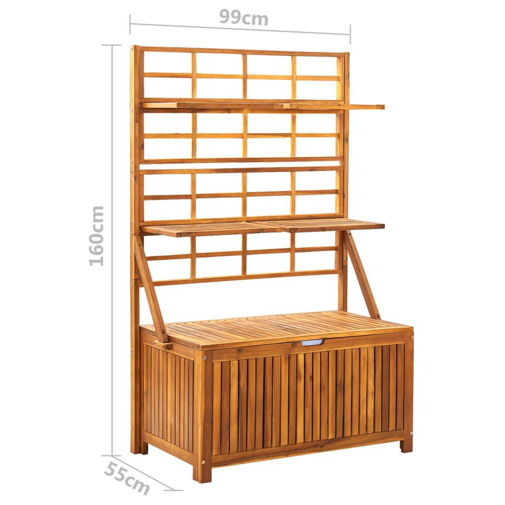 vidaXL Storage Box with Trellis 99x55x160 cm Solid Acacia Wood