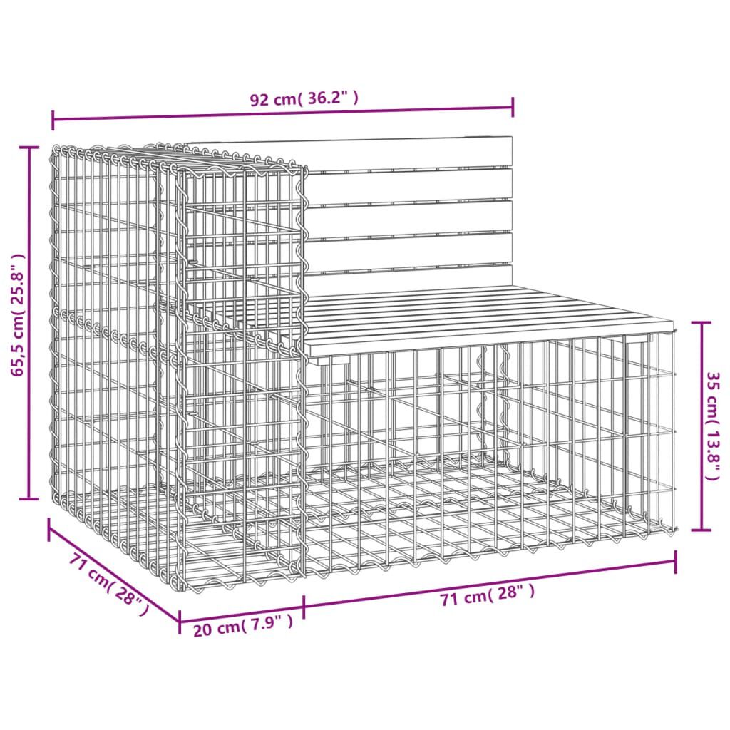 vidaXL Garden Bench Gabion Design 92x71x65.5 cm Solid Wood Douglas