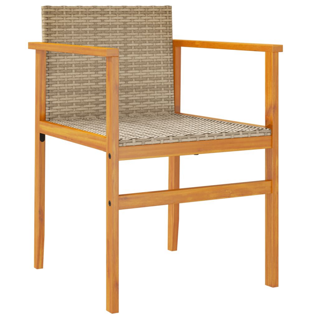 vidaXL Garden Chairs 2 pcs Beige Poly Rattan&Solid Wood