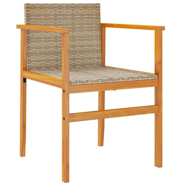 vidaXL Garden Chairs 2 pcs Beige Poly Rattan&Solid Wood