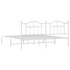 vidaXL Metal Bed Frame without Mattress with Headboard White 193x203cm