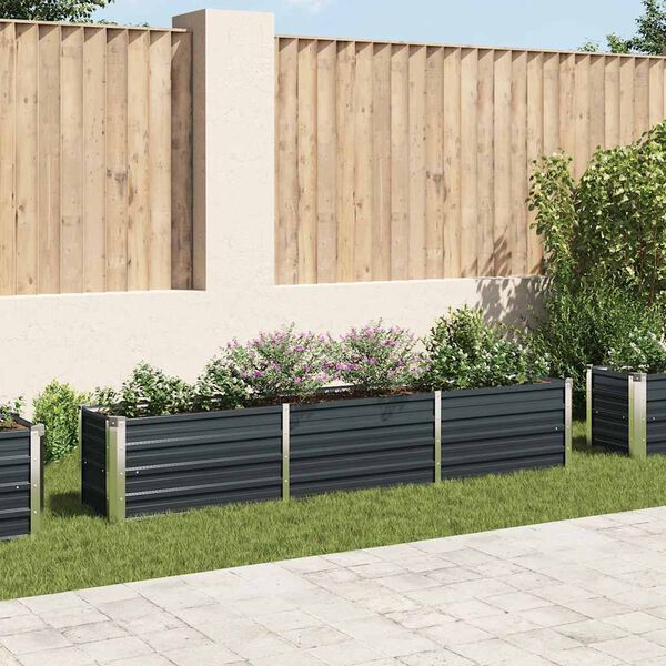 vidaXL Garden Raised Bed Galvanised Steel 240x40x45 cm Anthracite