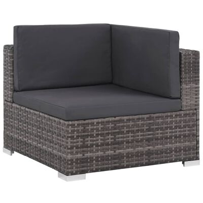 vidaXL 6 Piece Garden Lounge Set with Cushions Poly Rattan Grey