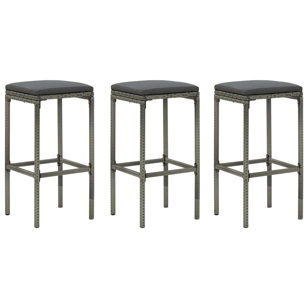 vidaXL 4 Piece Garden Bar Set with Cushions Poly Rattan Grey