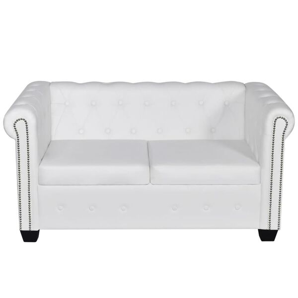 vidaXL Chesterfield 2-Seater Artificial Leather White