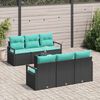 vidaXL Garden Sofa Set 7 pcs Black and Turquoise Poly Rattan