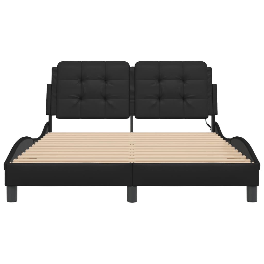 vidaXL Bed Frame with LED without Mattress "Zadar" Black 137x190 cm Double