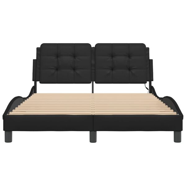 vidaXL Bed Frame with LED without Mattress "Zadar" Black 137x190 cm Double