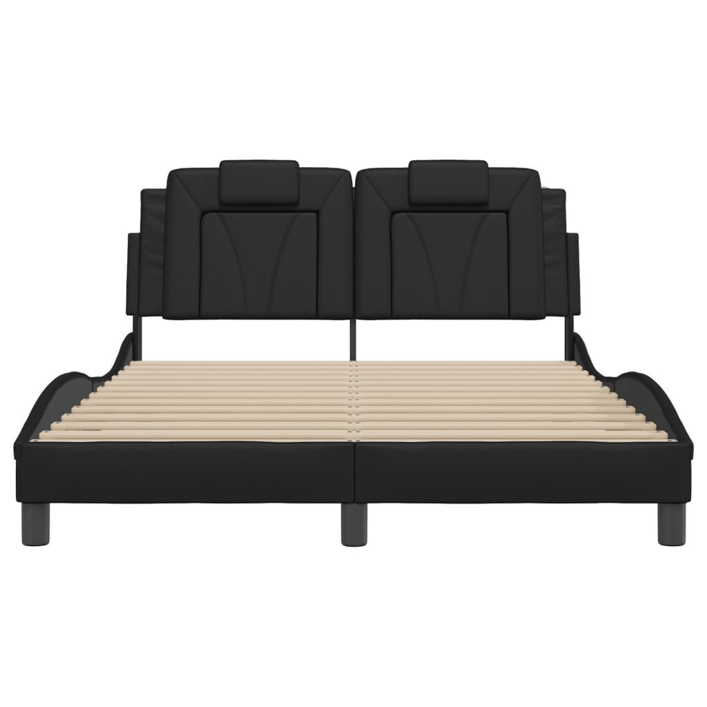 vidaXL Bed Frame with LED without Mattress Black 137x187 cm Double