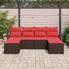 vidaXL Garden Sofa Set with Cushion 6 pcs Brown Poly Rattan