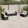 vidaXL 7 Piece Garden Sofa Set with Cushions Black Poly Rattan