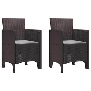 vidaXL Garden Chair 2 pcs Brown 53 x 49 x 85 cm PP