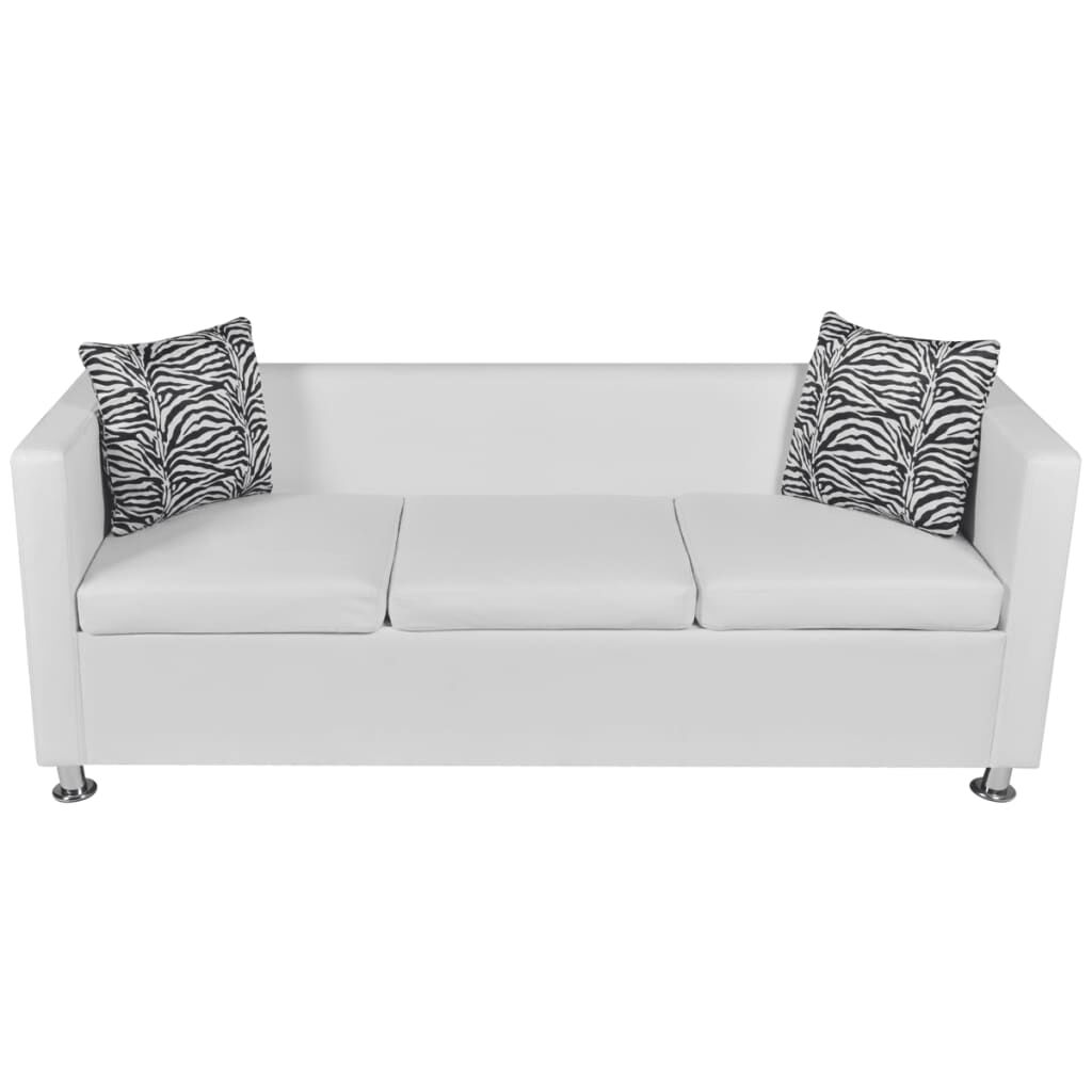 vidaXL Sofa 3-Seater Artificial Leather White