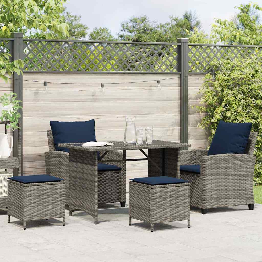 vidaXL 4 Piece Garden Sofa Set with Cushions Grey Poly Rattan