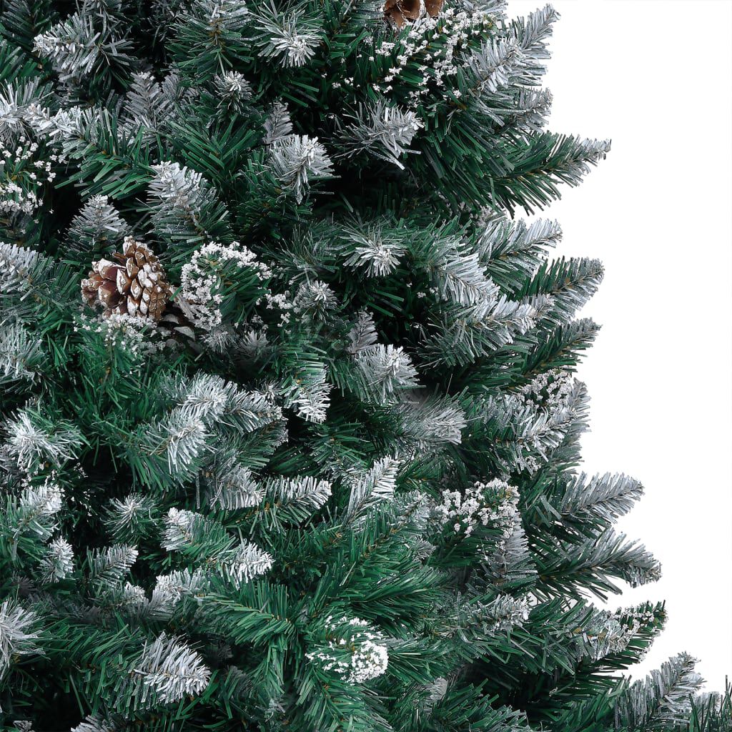 vidaXL Artificial Christmas Tree LEDs&Pine Cones&White Snow 210 cm