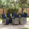 vidaXL Table and Chair Set with Cushion 7 pcs Grey PE Rattan
