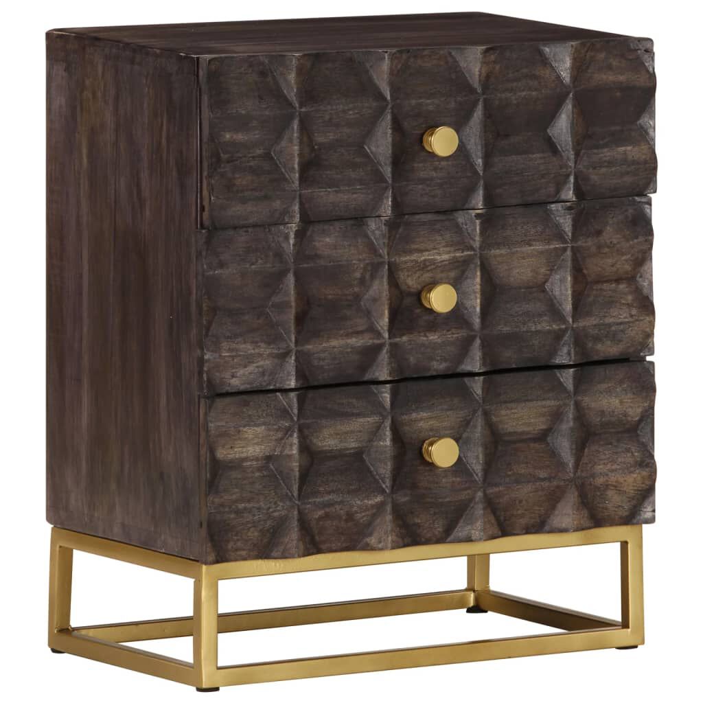 vidaXL Bed Cabinet Black 40x30x50 cm Solid Mango Wood